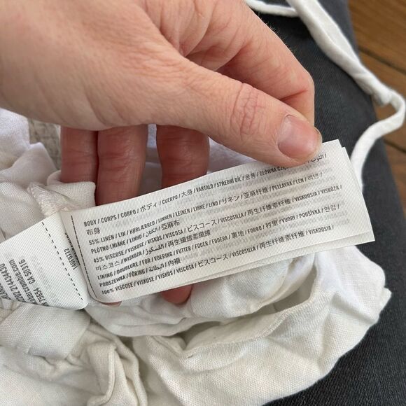 Abercrombie & Fitch Medium womens White Linen blend crop Tank smocked back - Picture 3 of 3